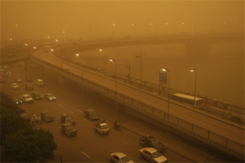 Tormenta de arena en Egipto. Foto: AP